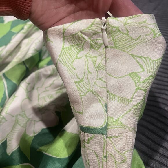 New! Trina Turk Floral Skirt Size 4, Green, Lined, Side Zip Silk - Picture 7 of 11